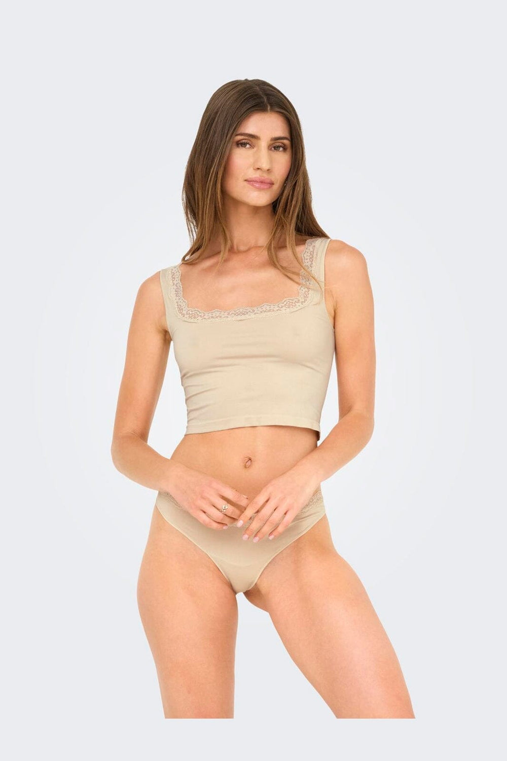 Only - Onlvicky Lace Singlet Square Neck Acc - 4816312 Peach Taffy
