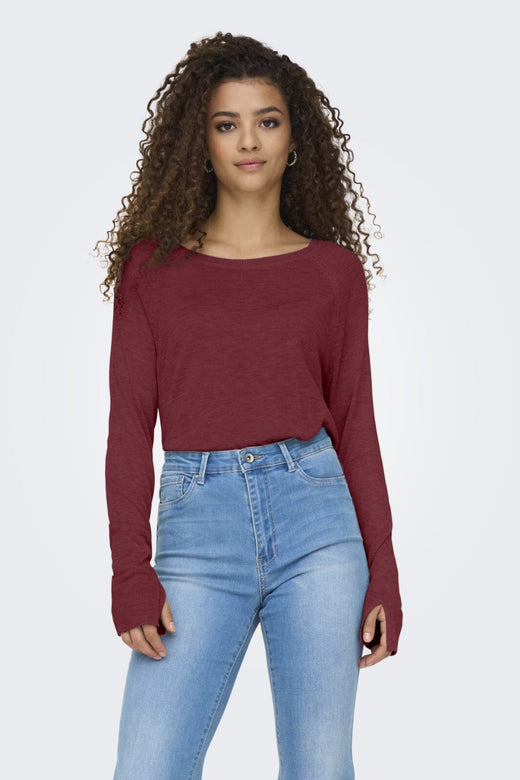 Only - Onlvienna Ls O-Neck Knt - 4838277 Cabernet