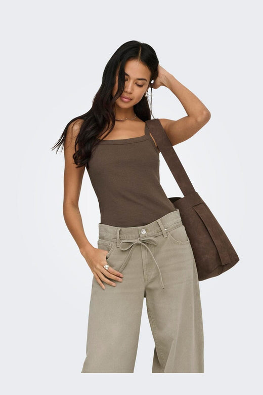 Only - Onlvira S/L Rib Top - 5069204 Chocolate Martini