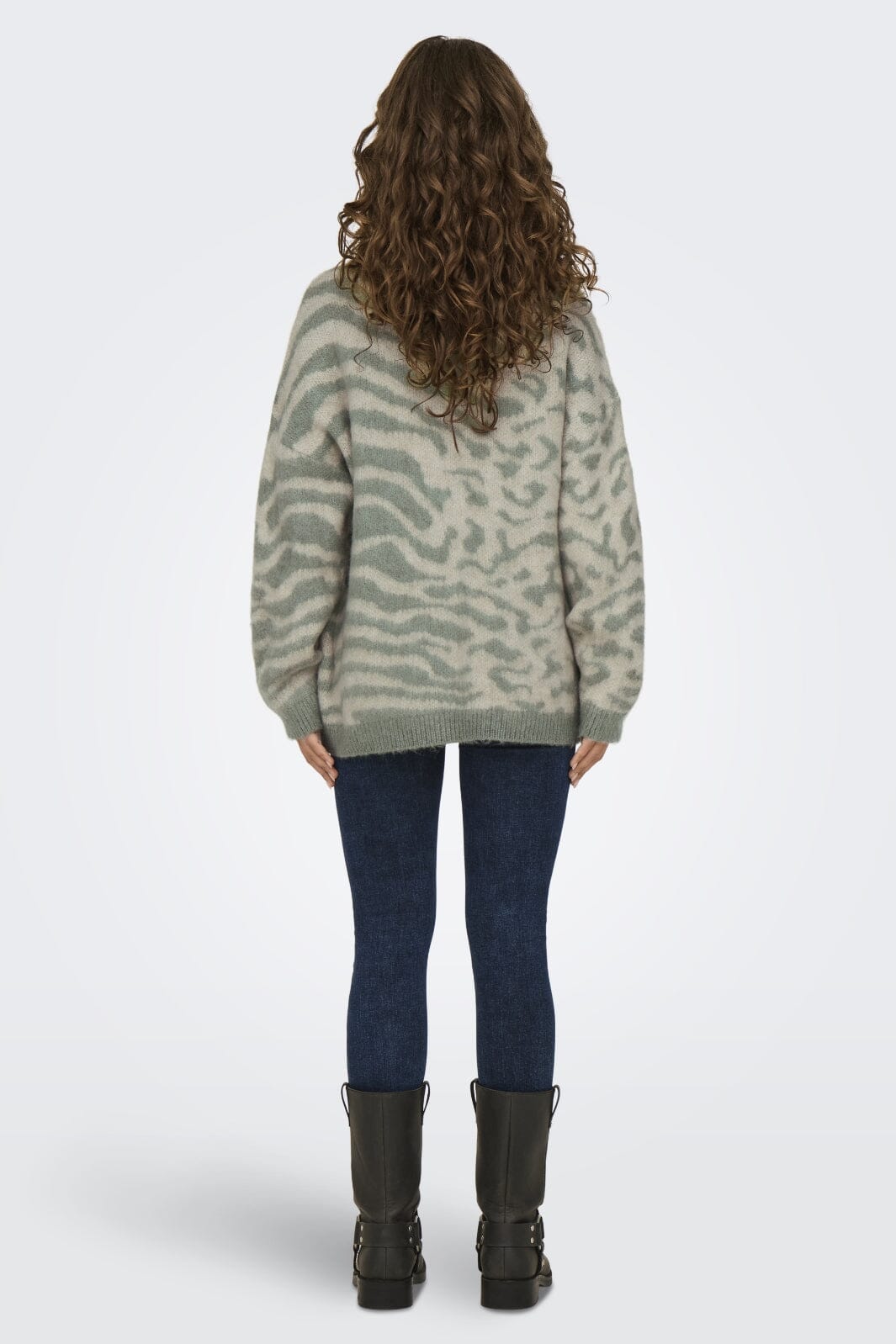 Only - Onlwild Ls Jq Long O-Neck Cc Knt - 4508859 Aqua Foam Whitecap Gray