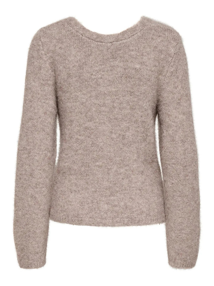 Only - Onlzaggie Life Ls V-Neck Reversib Knt - 5044828 Humus Melange Strikbluser 