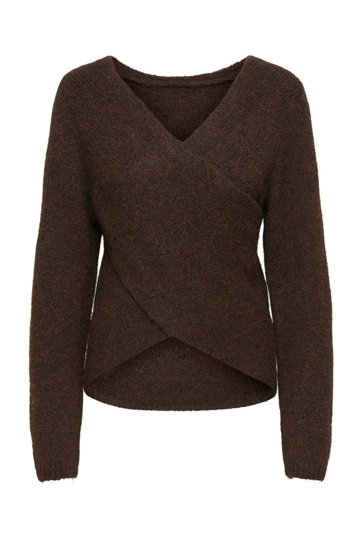 Only - Onlzaggie Life Ls V-Neck Reversib Knt - 5046801 Seal Brown
