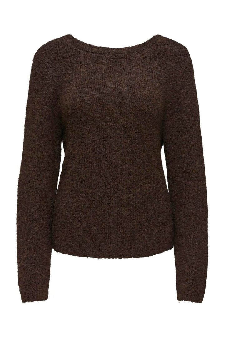 Only - Onlzaggie Life Ls V-Neck Reversib Knt - 5046801 Seal Brown