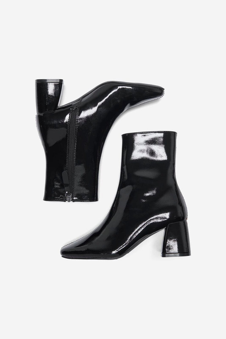 Only Shoes - Onlbrielle-1 Pu Heeled Boot - 4842706 Black Wrinkled Patent