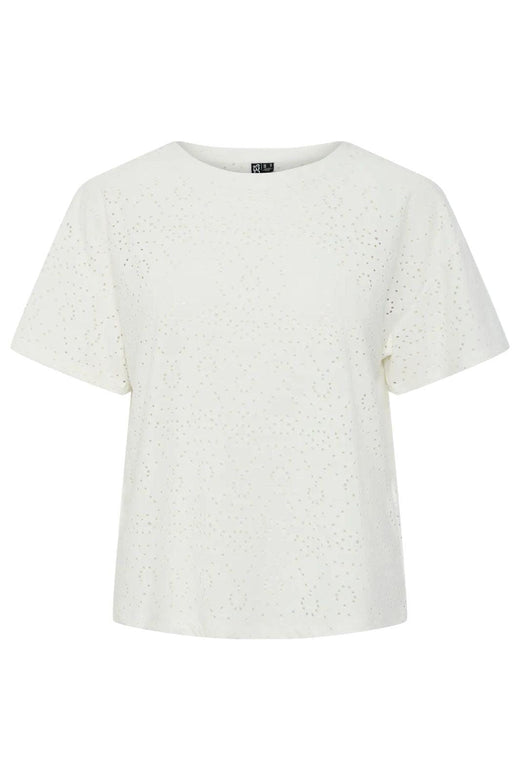 Pieces - Pcabby Ss Brod Ang Tee - 4640402 Cloud Dancer T-shirts 