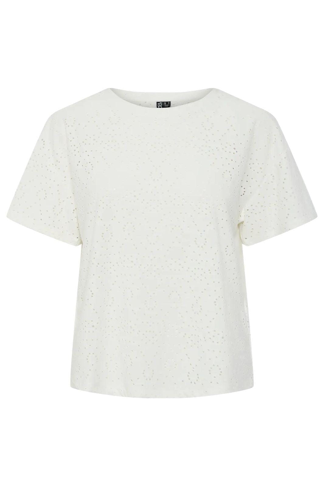 Pieces - Pcabby Ss Brod Ang Tee - 4640402 Cloud Dancer T-shirts 