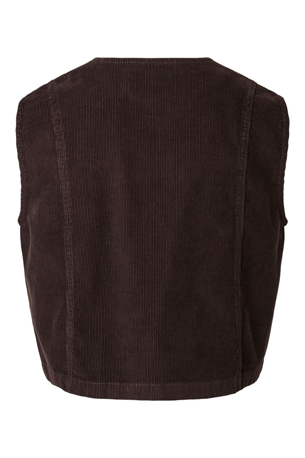 Pieces - Pcaia Slanted Tie Corduroy Vest - 5054976 Ganache