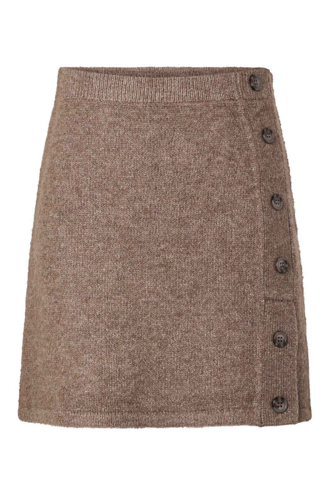 Pieces - Pcaico Button Knit Skirt - 5060679 Coffee Quartz Melange