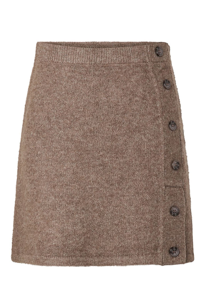 Pieces - Pcaico Button Knit Skirt - 5060679 Coffee Quartz Melange