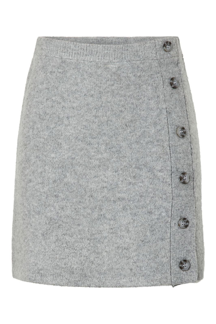 Pieces - Pcaico Button Knit Skirt - 5075502 Medium Grey Melange