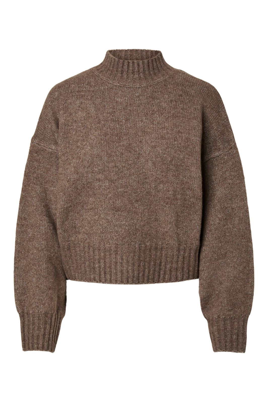 Pieces - Pcaico Ls Short High Neck Knit - 5060672 Coffee Quartz Melange