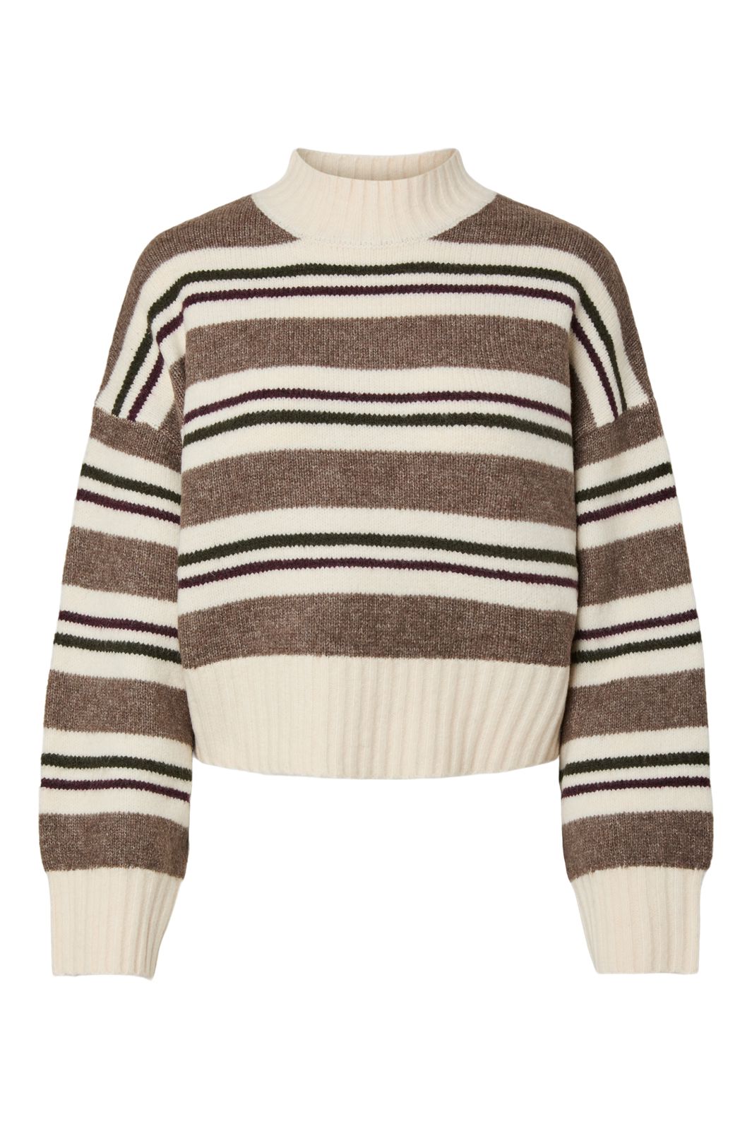 Pieces - Pcaico Ls Short High Neck Knit - 5060673 Whitecap Gray Winetasting + Coffee Quartz + Forrest Night