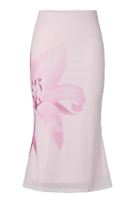 Pieces - Pcalbi Midi Skirt - 5109240 Roseate Spoonbill Flower Nederdele 