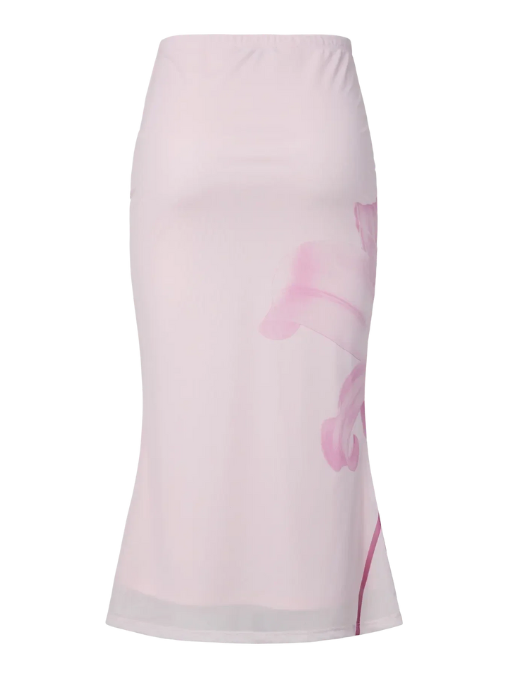 Pieces - Pcalbi Midi Skirt - 5109240 Roseate Spoonbill Flower Nederdele 