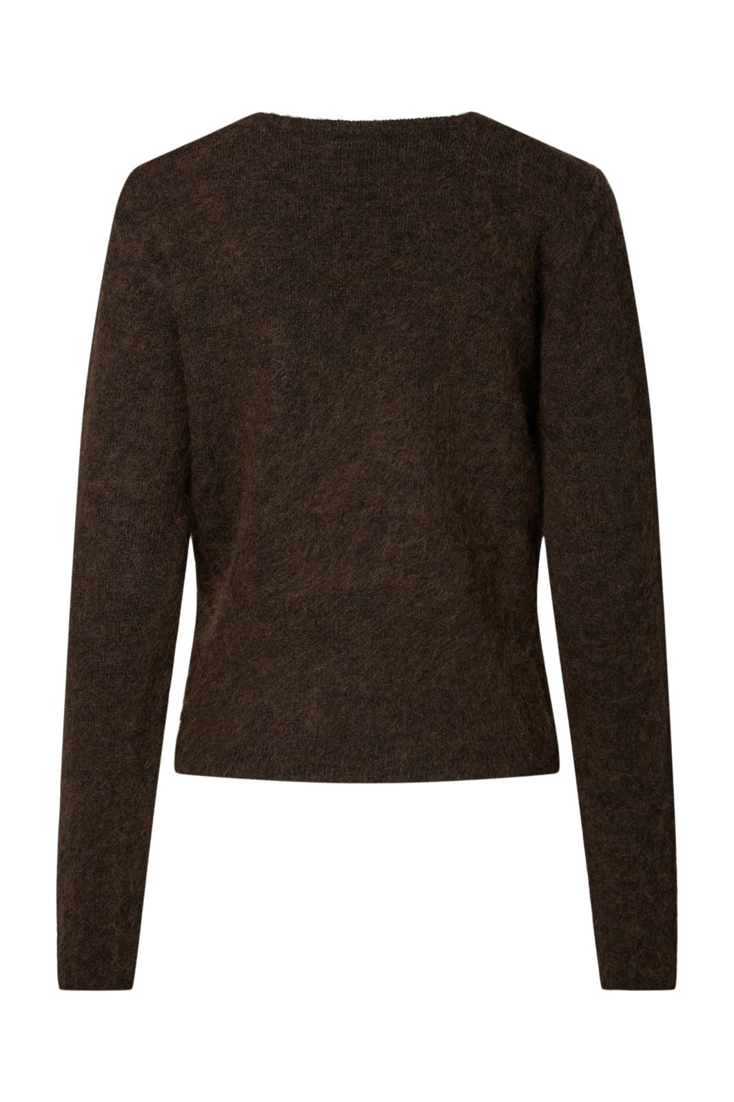 Pieces - Pcallie Ls V-Neck Wrap Knit Mwa - 5148069 Hot Fudge Melange