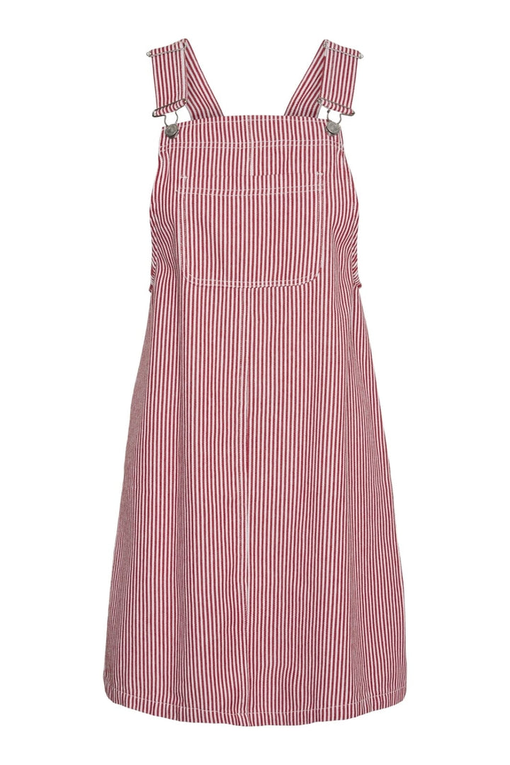 Pieces - Pcallo Dungaree Dress Fsy - 4464992 Salsa Cloud Dancer Stripes