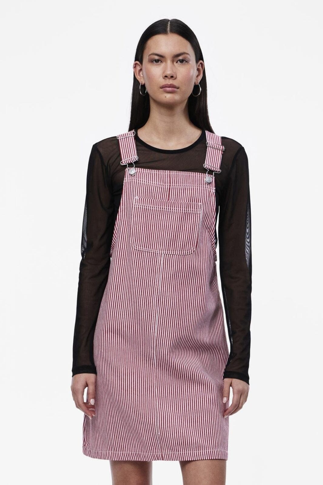 Pieces - Pcallo Dungaree Dress Fsy - 4464992 Salsa Cloud Dancer Stripes