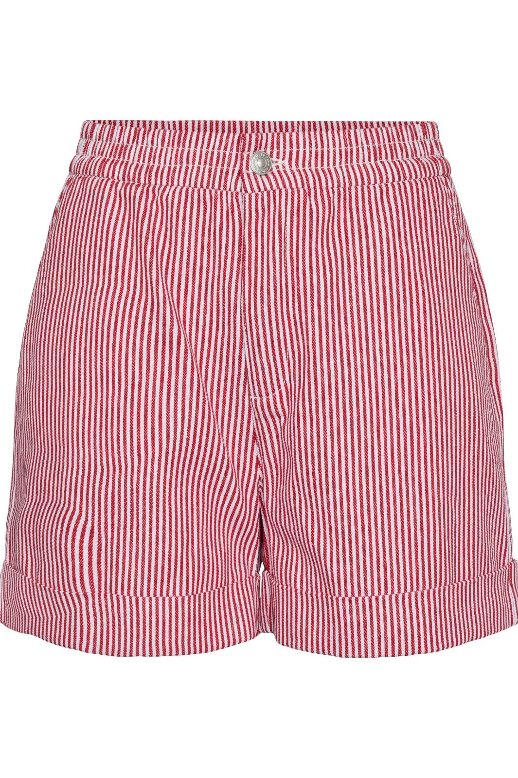 Pieces - Pcallo Fold Up Shorts - 4464990 Salsa Cloud Dancer Stripes