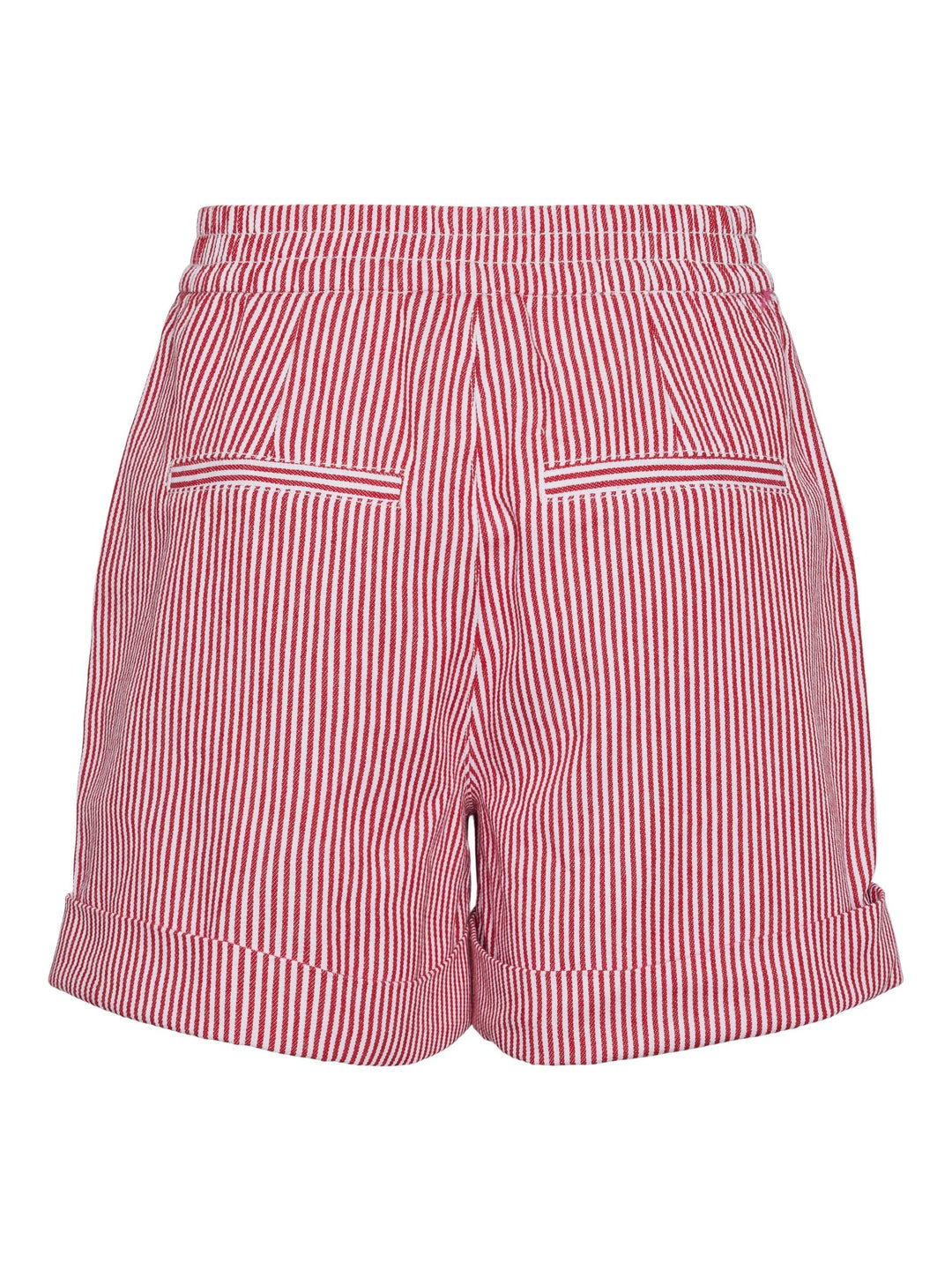 Pieces - Pcallo Fold Up Shorts - 4464990 Salsa Cloud Dancer Stripes