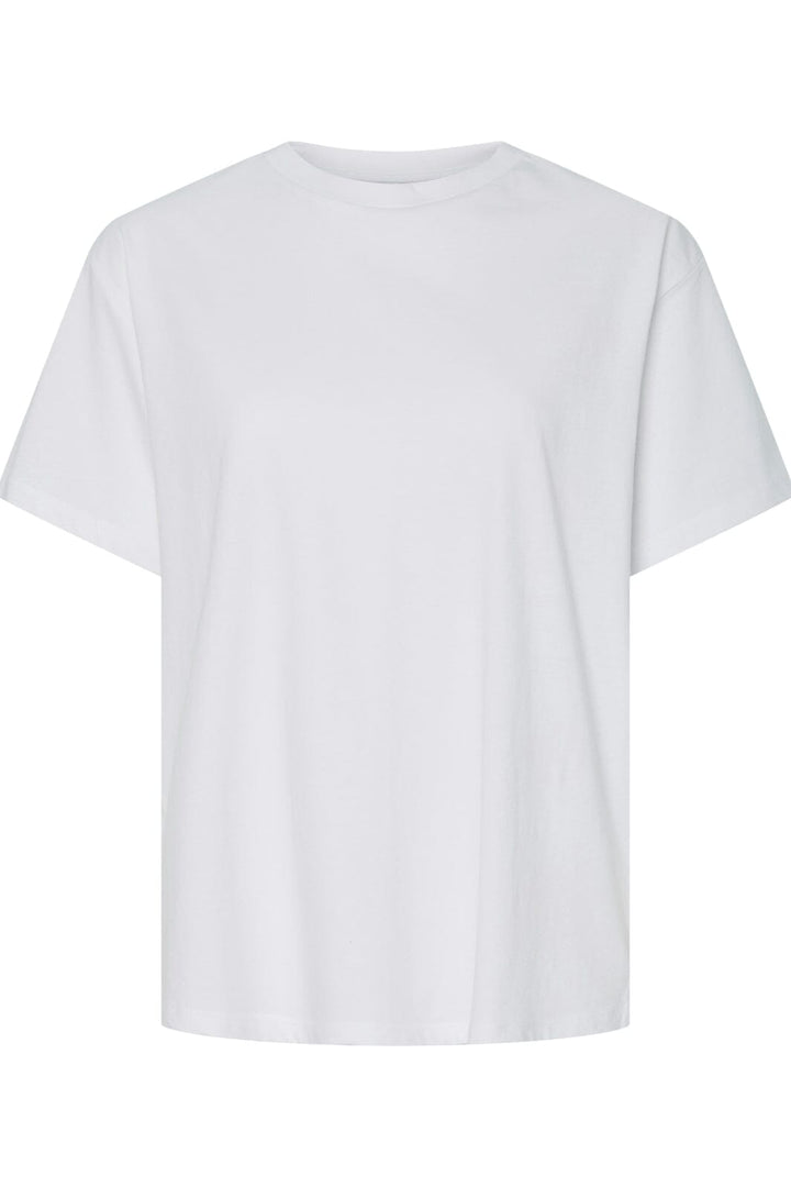 Pieces - Pcalma Ss O-Neck Loose Tee Box - 4767946 Bright White Black Evening Zip T-shirts 