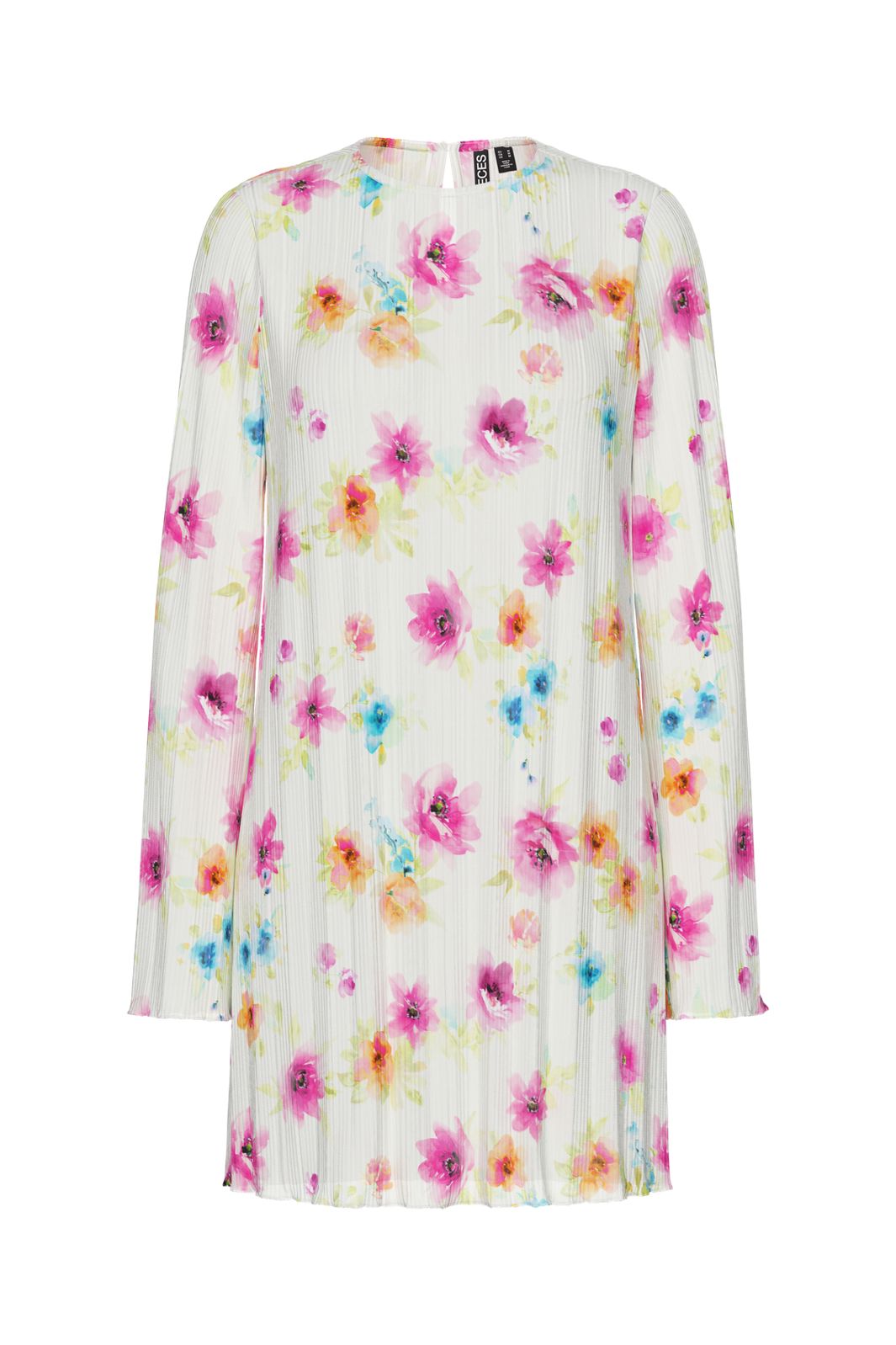 Pieces - Pcamber Ls Short Dress Kca - 4842927 Bright White Blurry Flowers