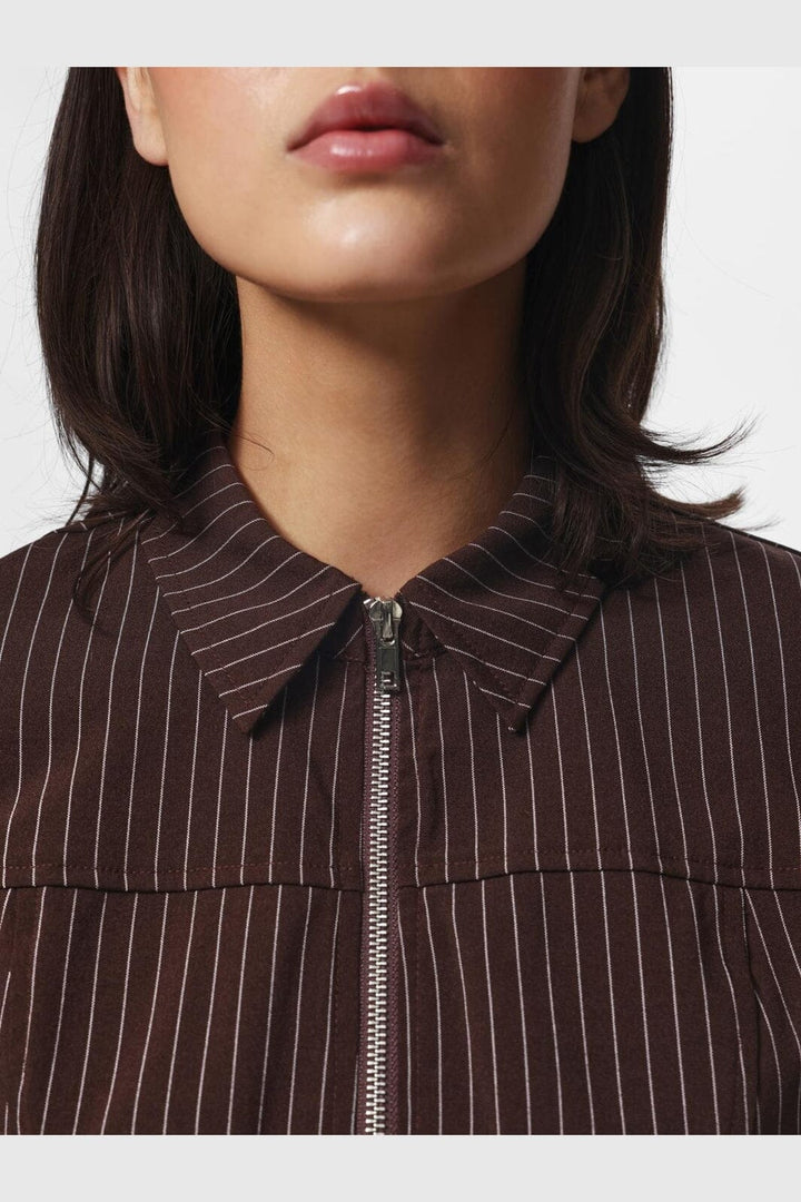 Pieces - Pcanja Ls Zip Shirt - 5200653 Delicioso Pinstripes