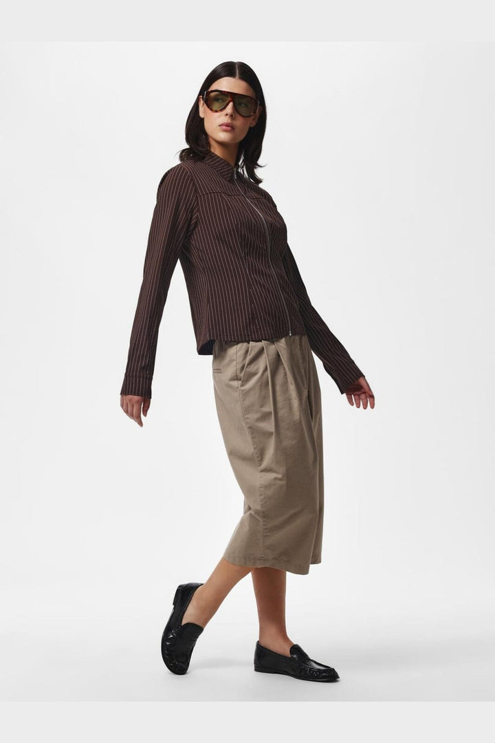 Pieces - Pcanja Ls Zip Shirt - 5200653 Delicioso Pinstripes