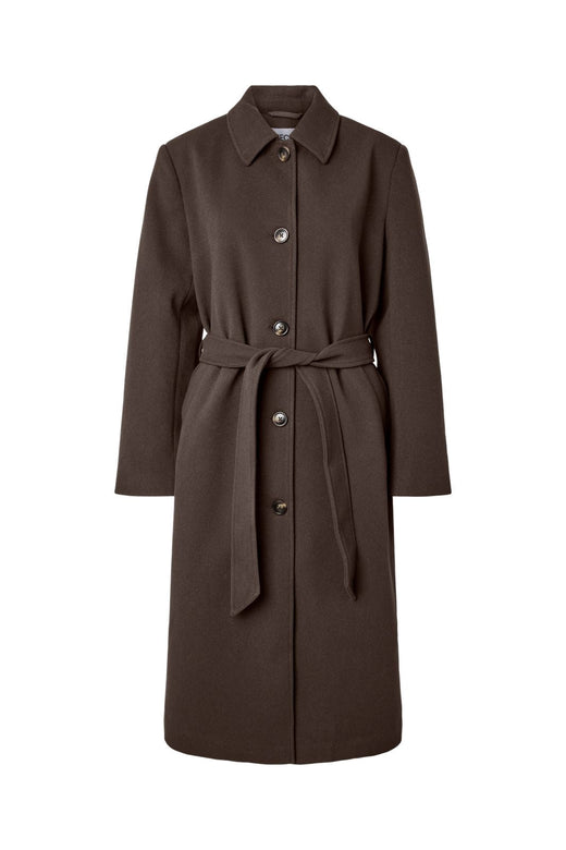 Pieces - Pcaya Long Coat - 5102327 Hot Fudge