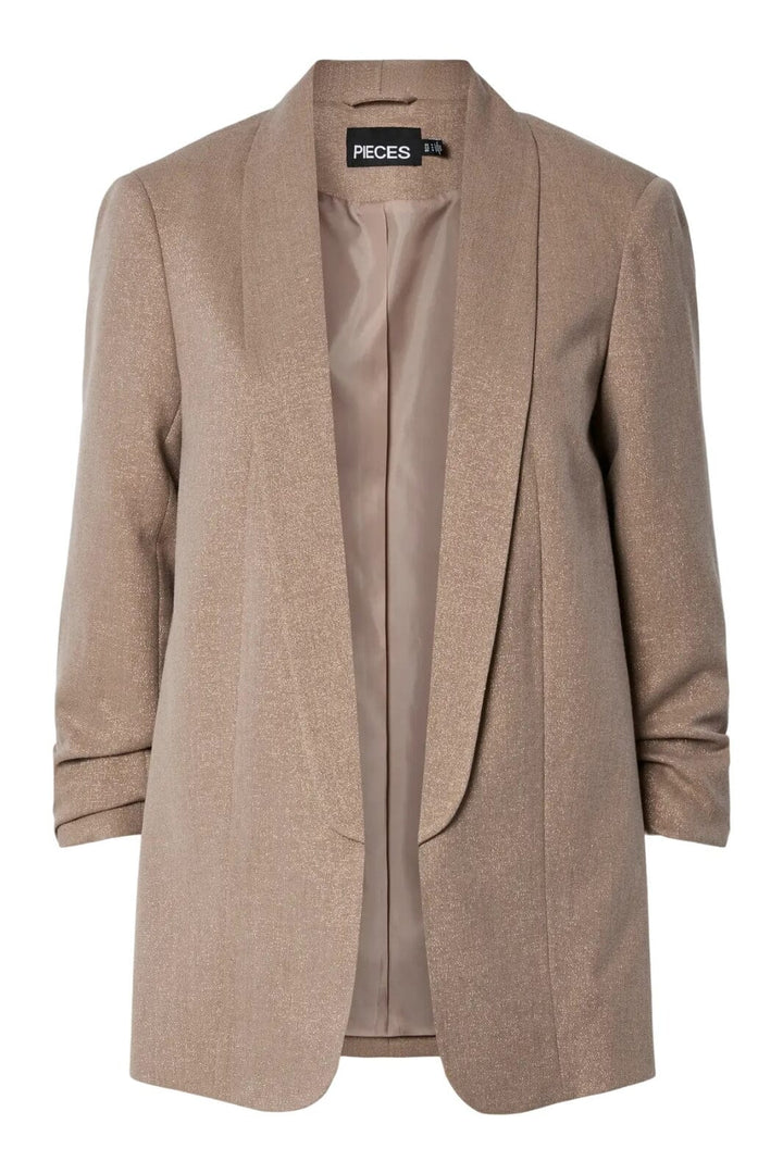 Pieces - Pcbosella 3/4 Glitter Blazer - 4836376 Fossil Gold Lurex