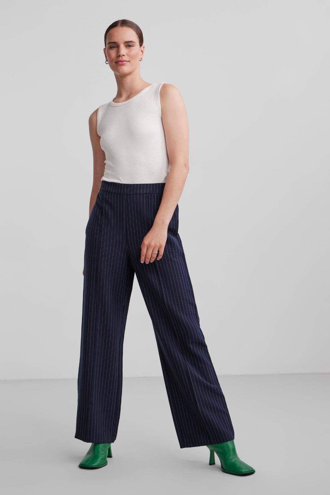 Pieces - Pcbossy Hw Wide Striped Pants Noos - Captain Pinstripe