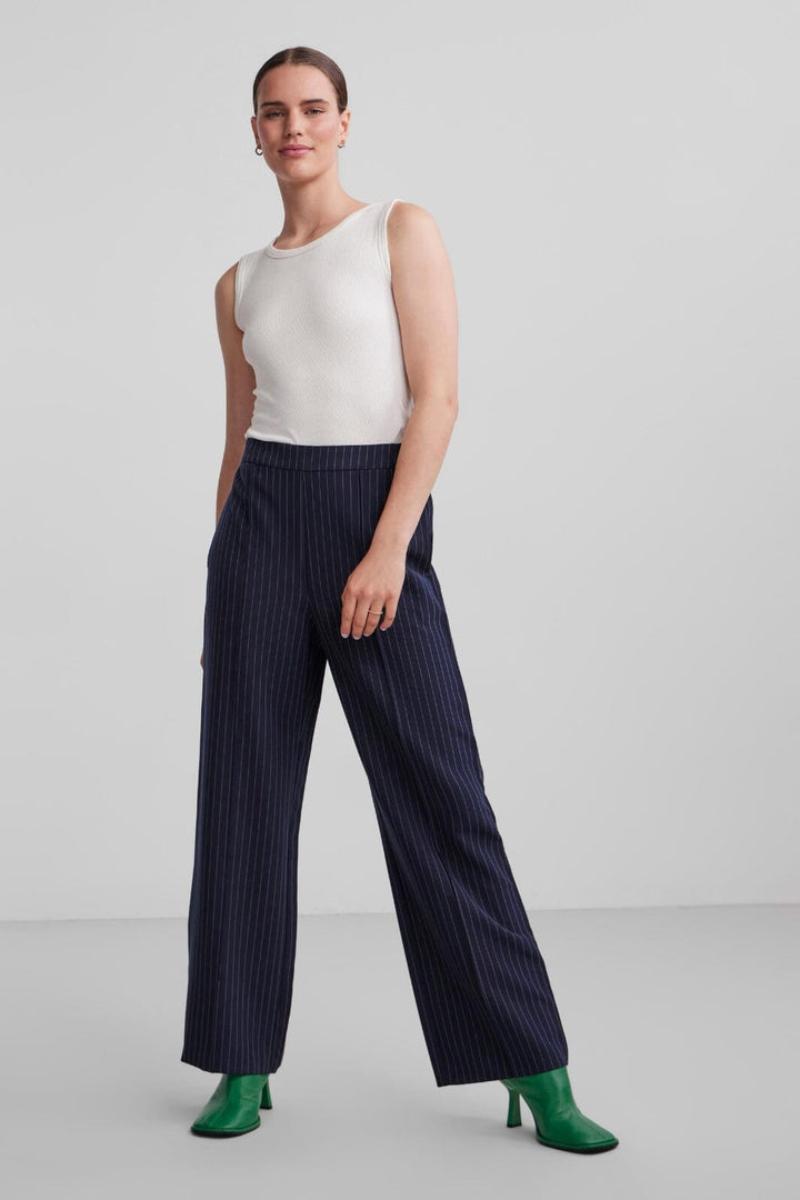 Pieces - Pcbossy Hw Wide Striped Pants Noos - Captain Pinstripe
