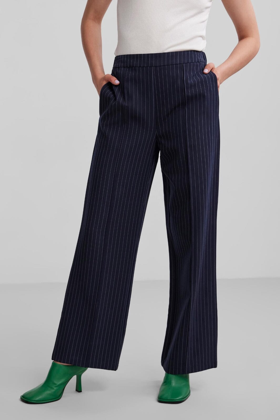 Pieces - Pcbossy Hw Wide Striped Pants Noos - Captain Pinstripe