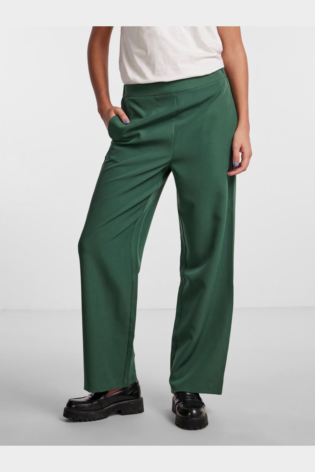 Pieces - Pcbossy Wide Plain Pant - 4266210 Trekking Green