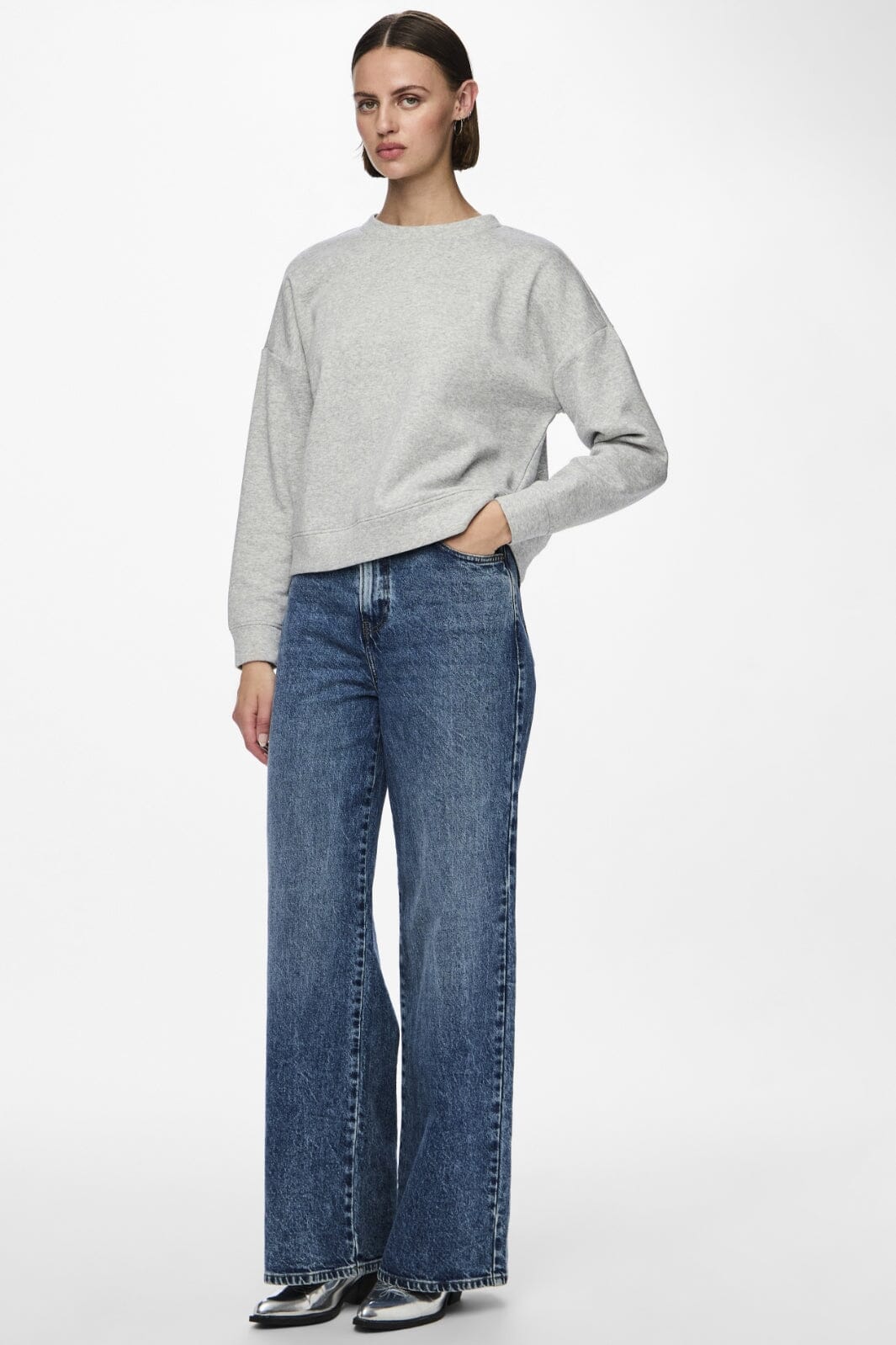 Pieces - Pcchilli Ls Sweat - 3595554 Light Grey Melange