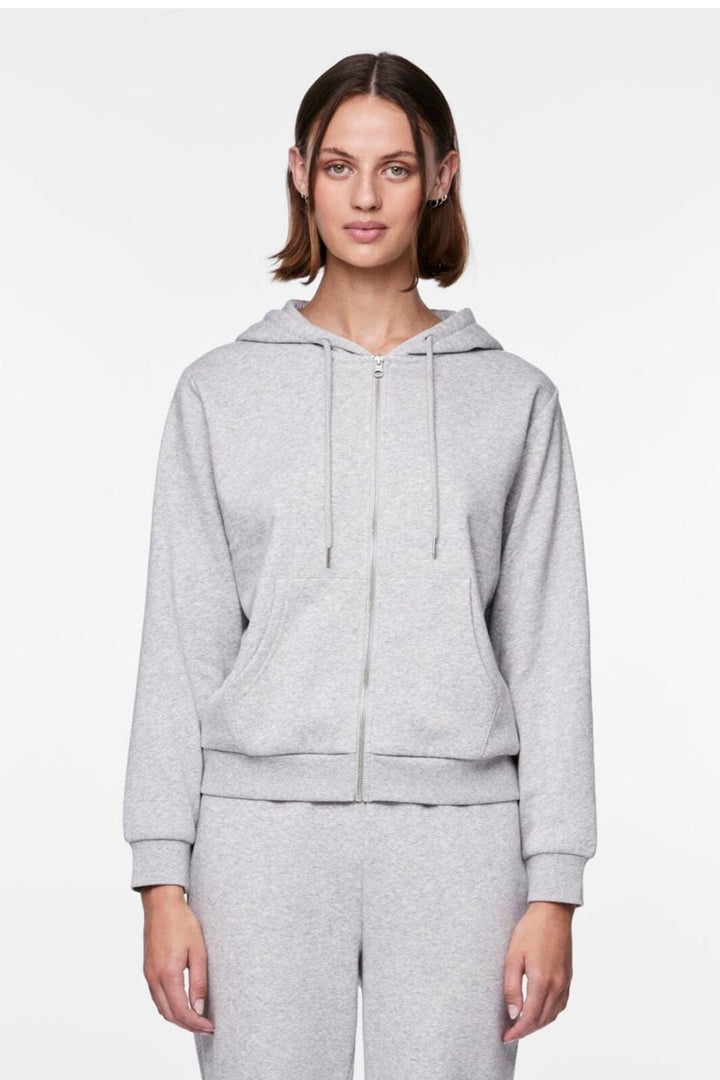 Pieces - Pcchilli Ls Zip Hoodie - 4265112 Light Grey Melange