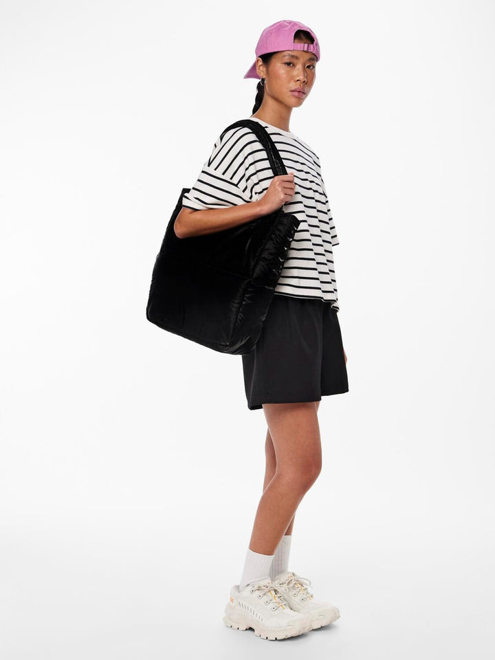 Pieces - Pcchilli Summer 2/4 Sweat Stripe - 4476191 Cloud Dancer Black