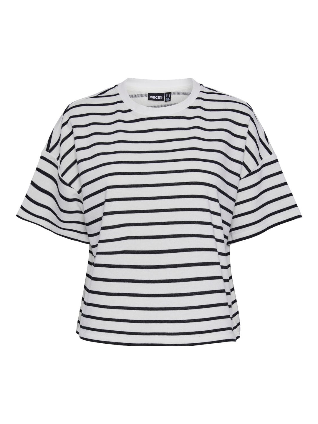 Pieces - Pcchilli Summer 2/4 Sweat Stripe - 4476191 Cloud Dancer Black