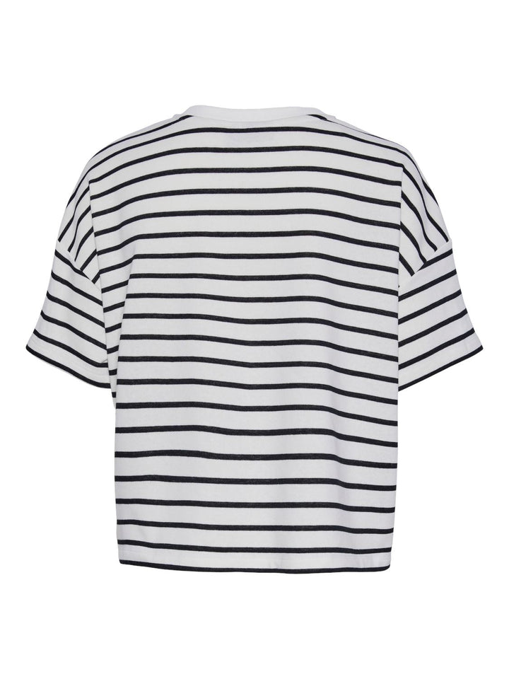 Pieces - Pcchilli Summer 2/4 Sweat Stripe - 4476191 Cloud Dancer Black