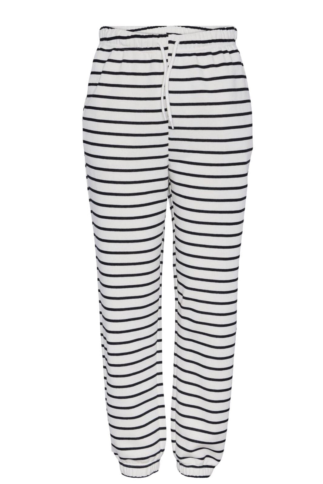 Pieces - Pcchilli Sweat Pants Stripes - 4410010 Cloud Dancer Black