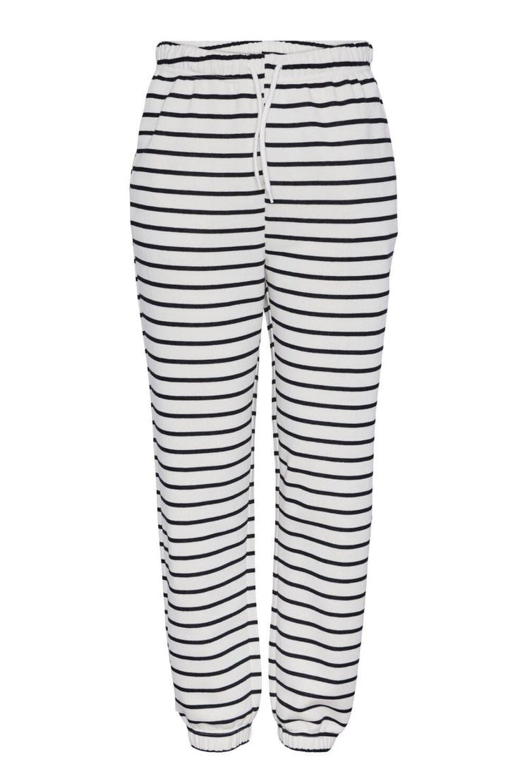 Pieces - Pcchilli Sweat Pants Stripes - 4410010 Cloud Dancer Black