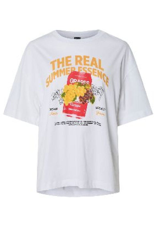 Pieces - Pcclaude Ss Printed T-Shirt - 4823567 Bright White Summer Essens T-shirts 