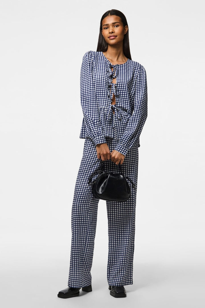 Pieces - Pcdullie Wide Pants Fsy - 4839787 Maritime Blue White