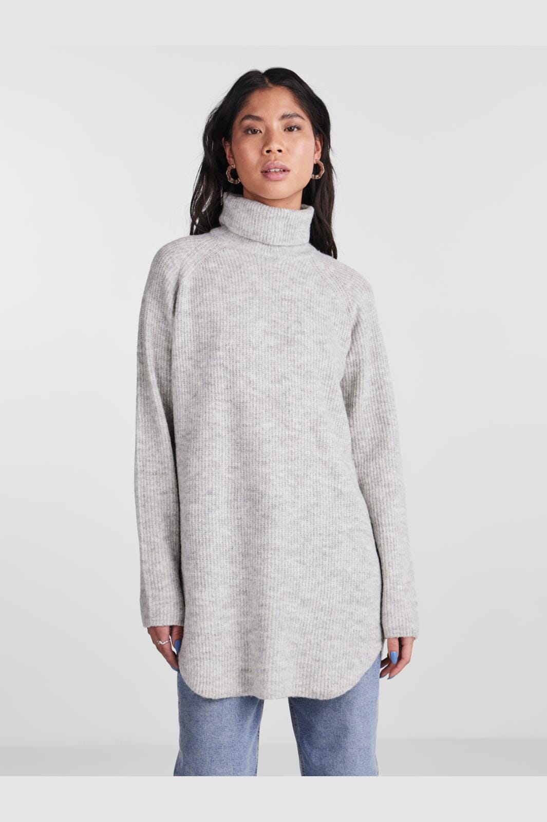 Pieces - Pcellen Ls Long Knit - 3717164 Light Grey Melange