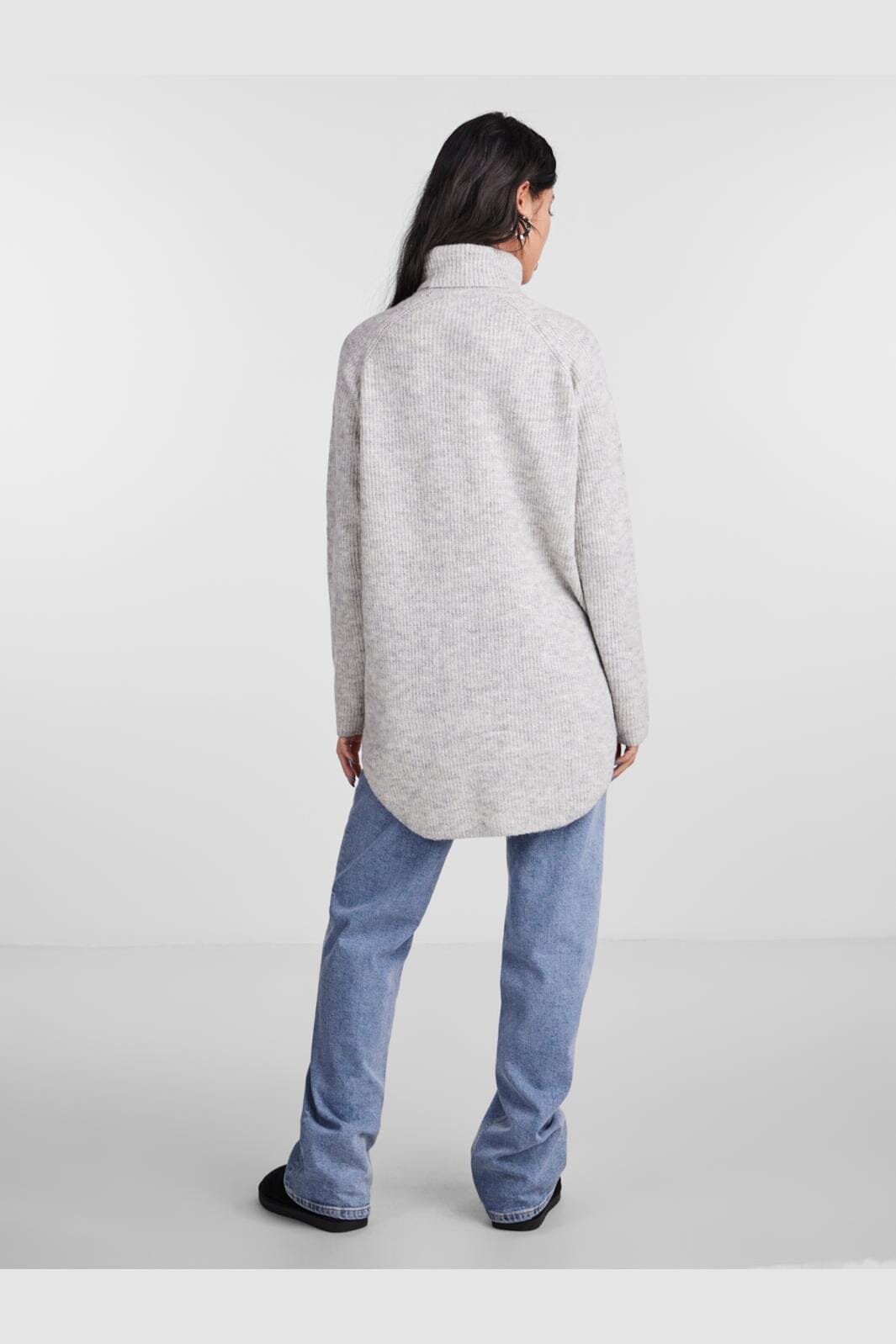 Pieces - Pcellen Ls Long Knit - 3717164 Light Grey Melange