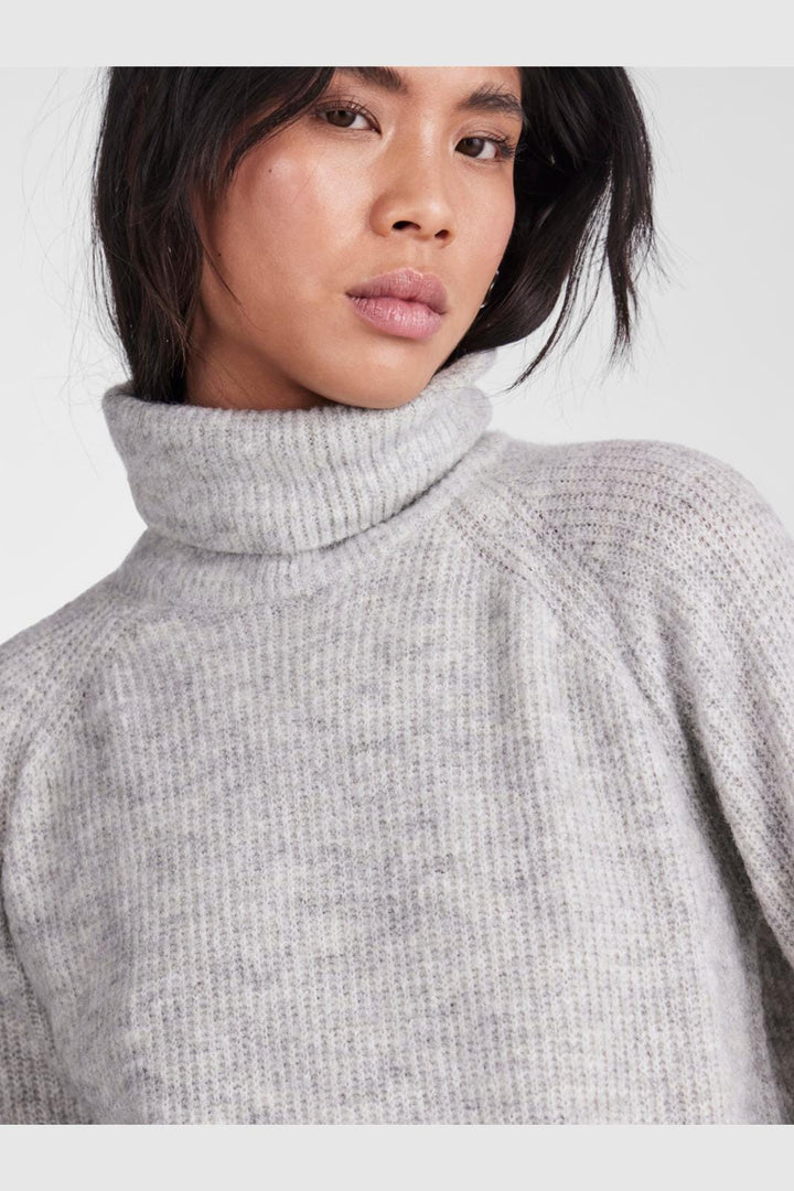 Pieces - Pcellen Ls Long Knit - 3717164 Light Grey Melange