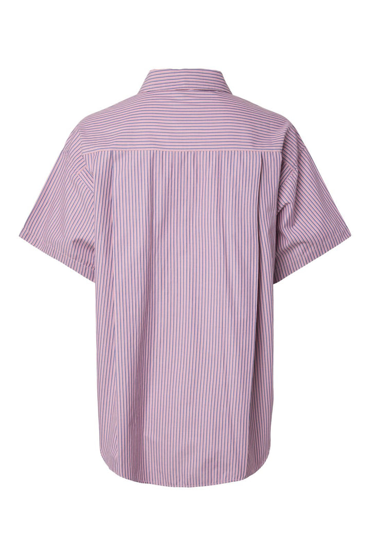 Pieces - Pcemmy Ss Loose Shirt - 4866441 Fuchsia Pink Blue