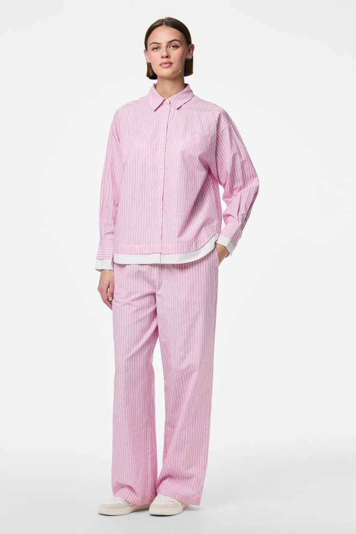 Pieces - Pcfamma Straight Pant Fsy - 4912400 Pink Tulle White/Pink Stripes