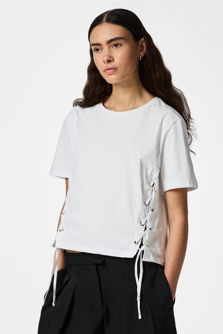 Pieces - Pcfenja Ss Tie Detail T-Shirt Jsr Pp - 5100337 Bright White