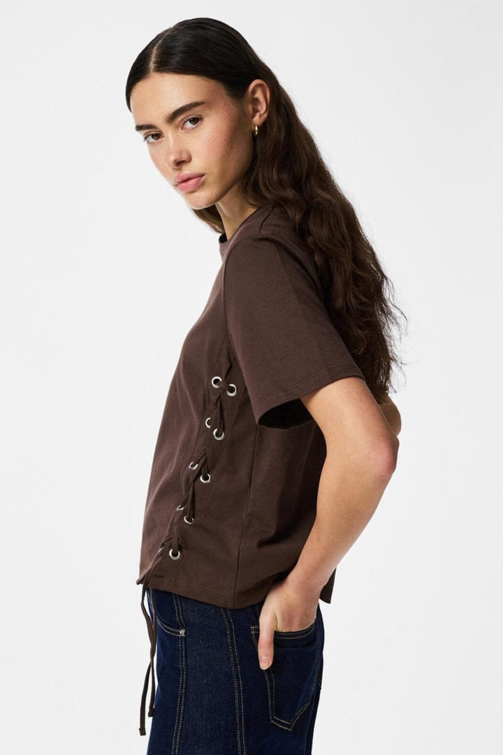 Pieces - Pcfenja Ss Tie Detail T-Shirt Jsr Pp - 5100338 Hot Fudge