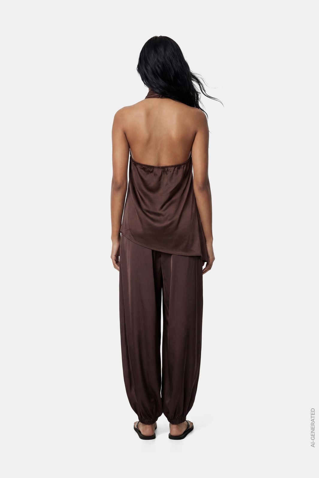 Pieces - Pcfesta Satin Balloon Pant - 5127992 Hot Fudge